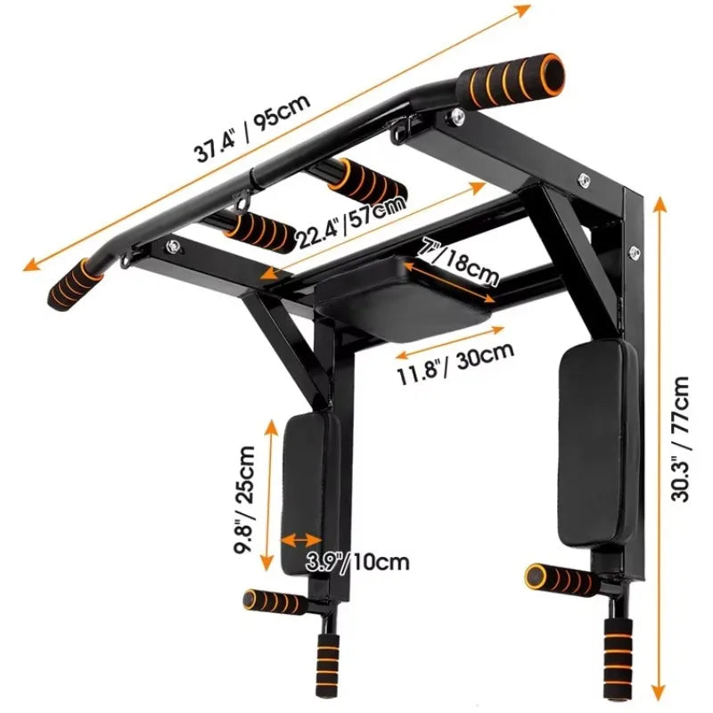 Wall-Mounted Pull-Up Bar for Indoor Use, Multi-Functional Indoor Home Gym Equipment
